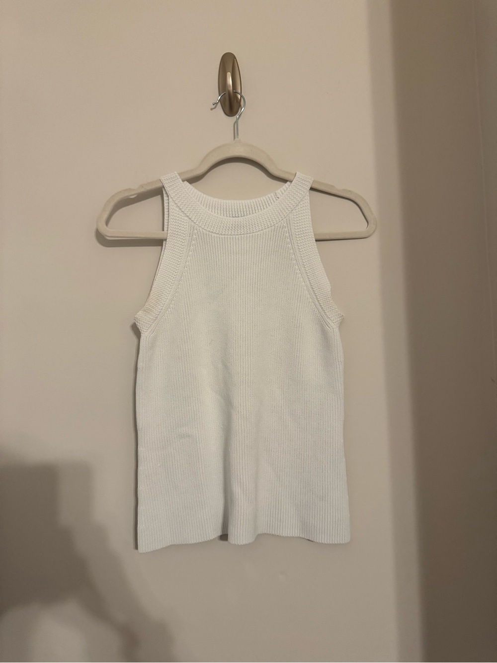 Antonio Melani White Solid Knit Round Neck Sleeveless Tank Top Womens S